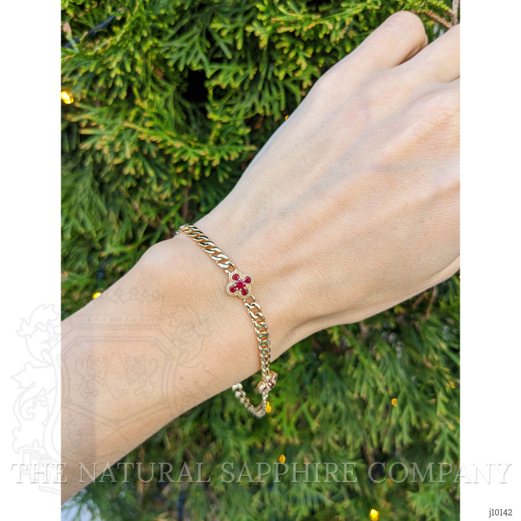 0.25 Ct.Tw. Ruby Ruby Accent Stones Bracelet, 14K Yellow Gold