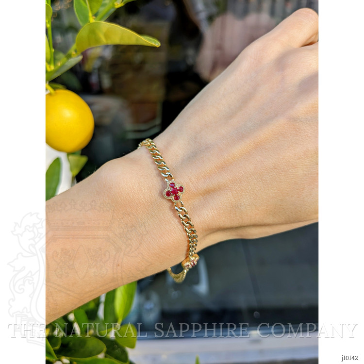 0.25 Ct.Tw. Ruby Ruby Accent Stones Bracelet, 14K Yellow Gold