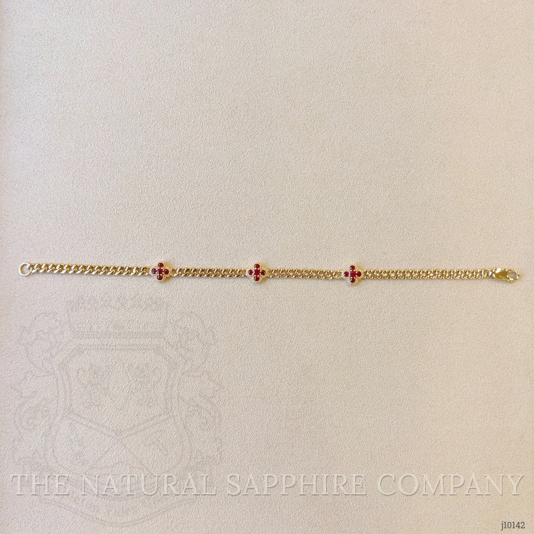 0.25 Ct.Tw. Ruby Ruby Accent Stones Bracelet, 14K Yellow Gold