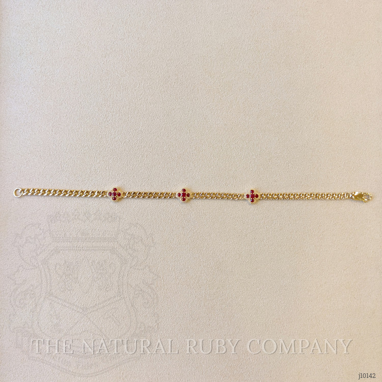 0.25 Ct.Tw. Ruby Ruby Accent Stones Bracelet, 14K Yellow Gold