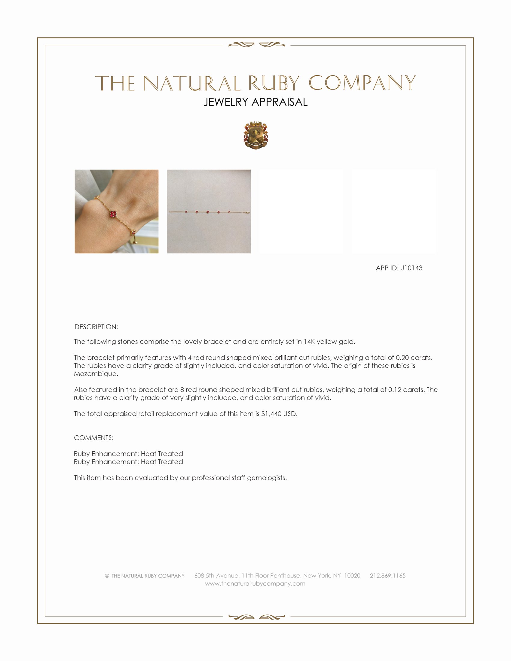 0.42 Ct.Tw. Ruby Accent Stones Bracelet, 14K Yellow Gold