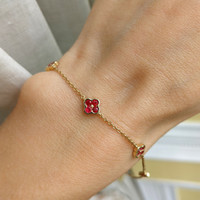 0.42 Ct.Tw. Ruby Ruby Accent Stones Bracelet, 14K Yellow Gold Image