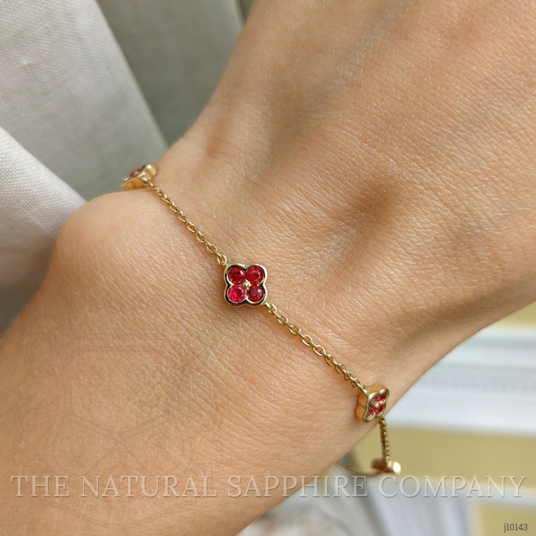 0.42 Ct.Tw. Ruby Accent Stones Bracelet, 14K Yellow Gold
