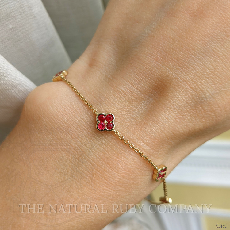 0.42 Ct.Tw. Ruby Accent Stones Bracelet, 14K Yellow Gold