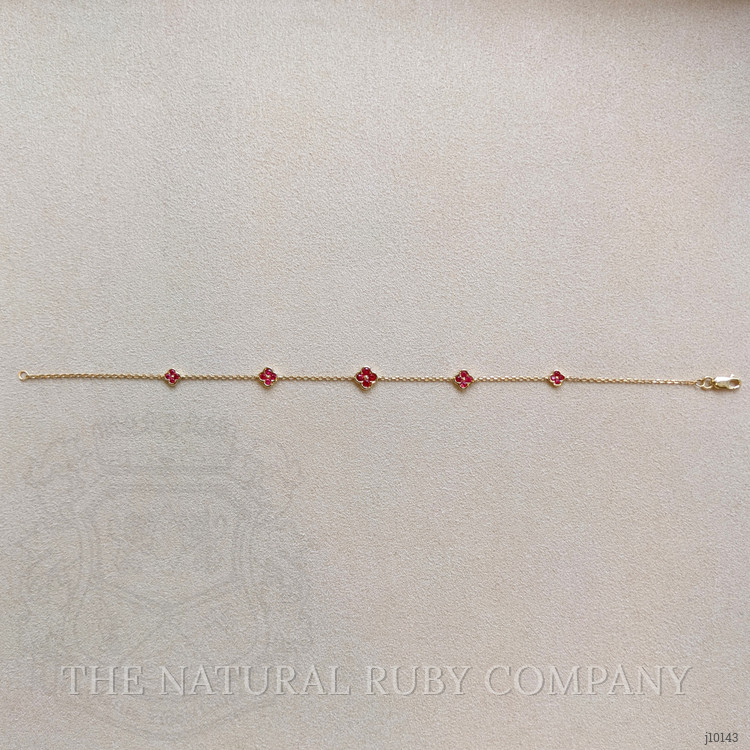 0.42 Ct.Tw. Ruby Accent Stones Bracelet, 14K Yellow Gold