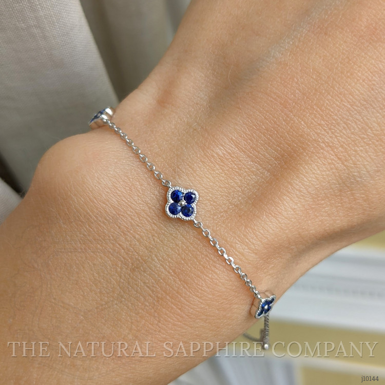 0.22 Ct.Tw. Blue Sapphire Accent Stones Bracelet, 14K White Gold