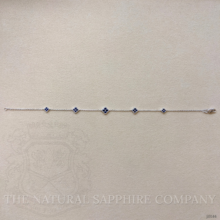 0.22 Ct.Tw. Blue Sapphire Accent Stones Bracelet, 14K White Gold