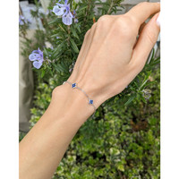 0.22 Ct.Tw. Blue Sapphire Accent Stones Bracelet, 14K White Gold Life Style