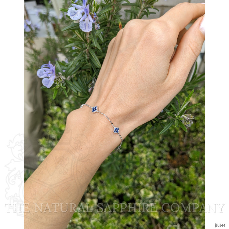 0.22 Ct.Tw. Blue Sapphire Accent Stones Bracelet, 14K White Gold