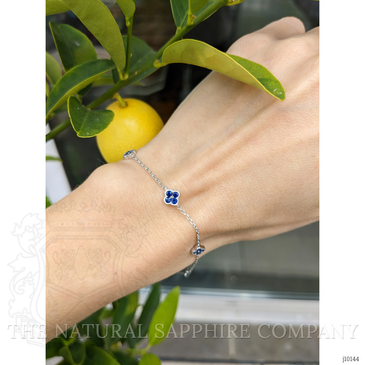 0.22 Ct.Tw. Blue Sapphire Accent Stones Bracelet, 14K White Gold