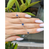 0.22 Ct.Tw. Blue Sapphire Accent Stones Bracelet, 14K White Gold Life Style