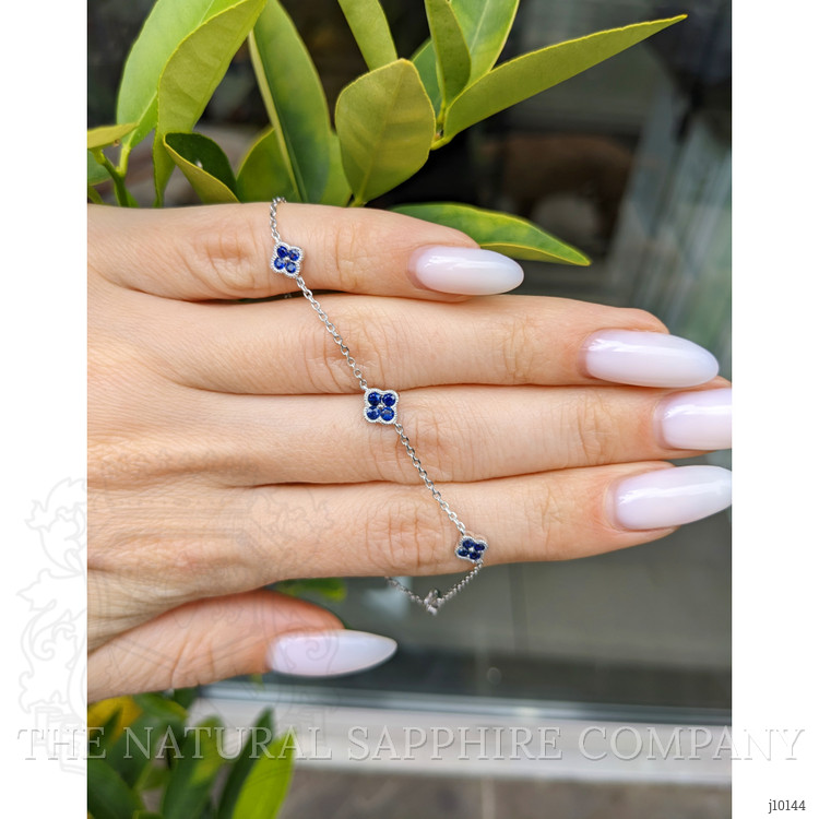 0.22 Ct.Tw. Blue Sapphire Accent Stones Bracelet, 14K White Gold