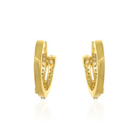 0.30 Ct.Tw. Emerald Natural Diamond Hoops Earrings, 14K Yellow Gold Image