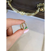 0.30 Ct.Tw. Emerald Natural Diamond Hoops Earrings, 14K Yellow Gold Life Style