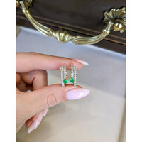 0.30 Ct.Tw. Emerald Natural Diamond Hoops Earrings, 14K Yellow Gold Life Style