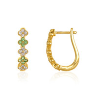 0.24 Ct.Tw. Emerald Natural Diamond Hoops Earrings, 14K Yellow Gold Image