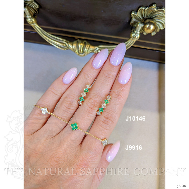 0.24 Ct.Tw. Emerald Natural Diamond Hoops Earrings, 14K Yellow Gold