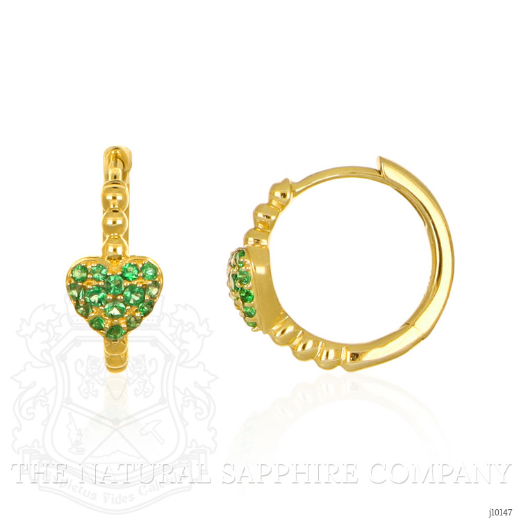 0.25 Ct.Tw. Emerald Hoops Earrings, 14K Yellow Gold