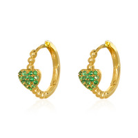 0.25 Ct.Tw. Emerald Hoops Earrings, 14K Yellow Gold Image