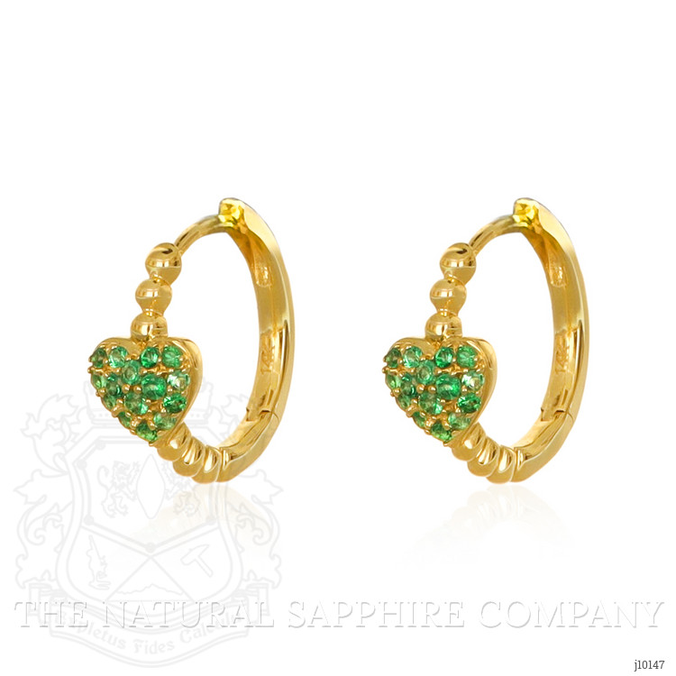 0.25 Ct.Tw. Emerald Hoops Earrings, 14K Yellow Gold