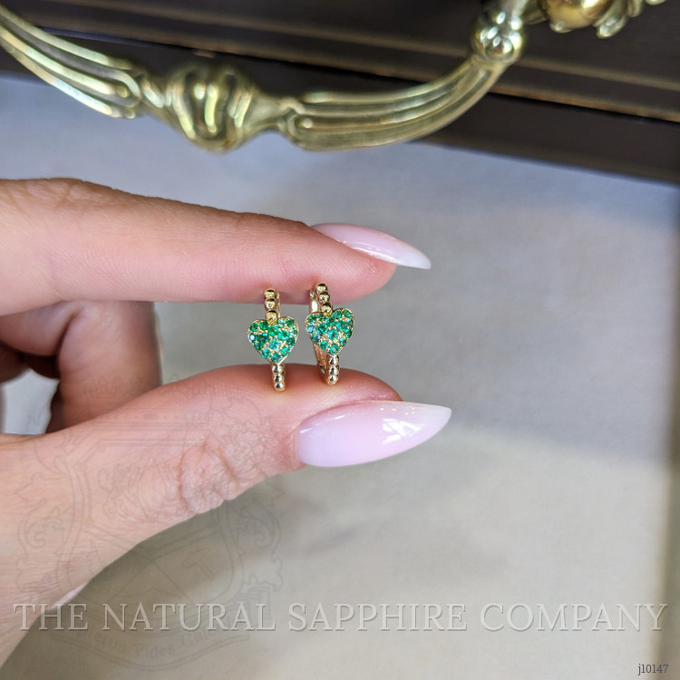 0.25 Ct.Tw. Emerald Hoops Earrings, 14K Yellow Gold