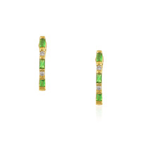 0.26 Ct.Tw. Emerald Natural Diamond Hoops Earrings, 14K Yellow Gold Video
