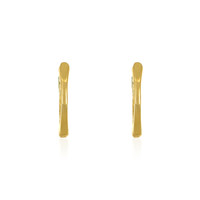 0.26 Ct.Tw. Emerald Natural Diamond Hoops Earrings, 14K Yellow Gold Image