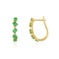 1.07 Ct.Tw. Emerald Hoops Earrings, 14K Yellow Gold Image