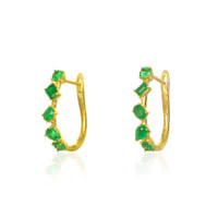 1.07 Ct.Tw. Emerald Hoops Earrings, 14K Yellow Gold Image