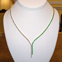 3.88 Ct. Emerald and Natural Diamond Pave Necklace, 14K Yellow Gold Image