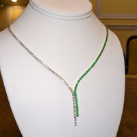 3.88 Ct. Emerald and Natural Diamond Pave Necklace, 14K Yellow Gold Image