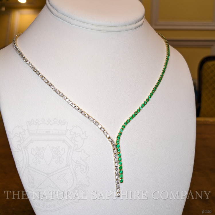 3.88 Ct. Emerald and Natural Diamond Pave Necklace, 14K Yellow Gold