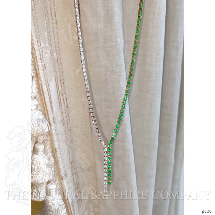 3.88 Ct. Emerald Natural Diamond Pave Necklace, 14K Yellow Gold