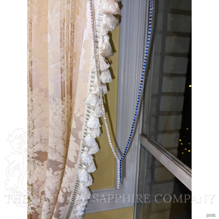 4.67 Ct. Blue Sapphire and Natural Diamond Pave Necklace, 14K White Gold