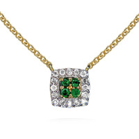 0.06 Ct. Emerald Natural Diamond Pave Necklace, 14K Yellow Gold Image