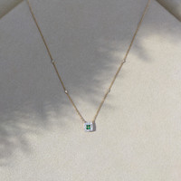 0.06 Ct. Emerald Natural Diamond Pave Necklace, 14K Yellow Gold Image