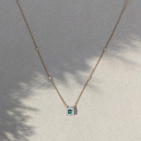 0.06 Ct. Emerald Natural Diamond Pave Necklace, 14K Yellow Gold Life Style
