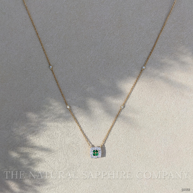 0.06 Ct. Emerald Natural Diamond Pave Necklace, 14K Yellow Gold