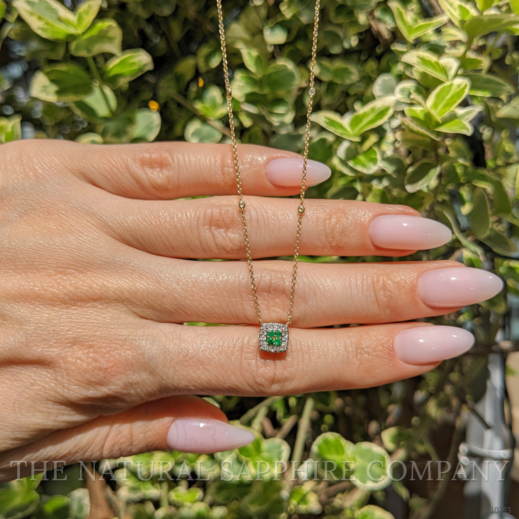 0.06 Ct. Emerald Natural Diamond Pave Necklace, 14K Yellow Gold