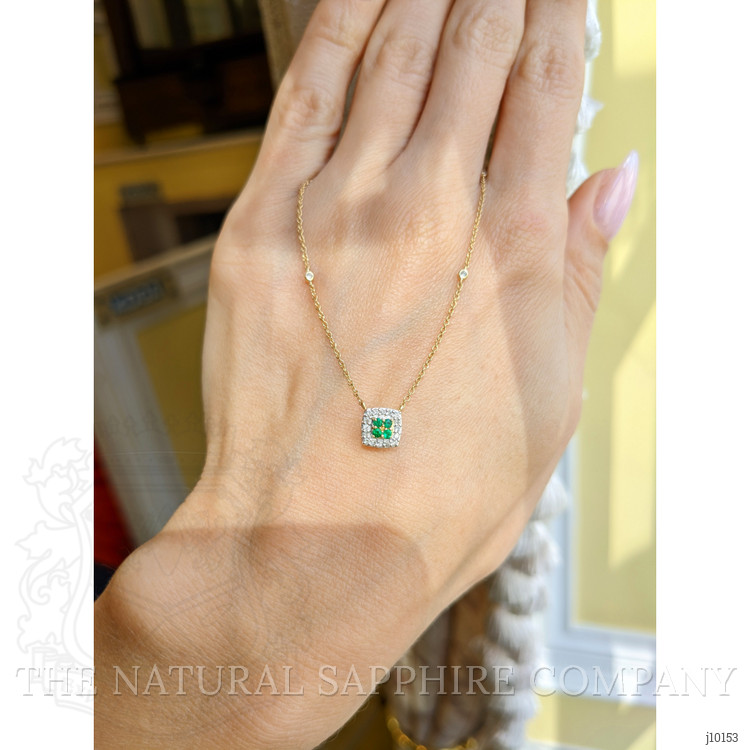 0.06 Ct. Emerald Natural Diamond Pave Necklace, 14K Yellow Gold