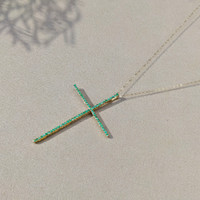 0.29 Ct. Emerald Pave Pendant, 14K Yellow Gold Image