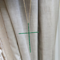 0.29 Ct. Emerald Pave Pendant, 14K Yellow Gold Life Style