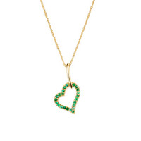 0.10 Ct. Emerald Pave Pendant, 14K Yellow Gold Image
