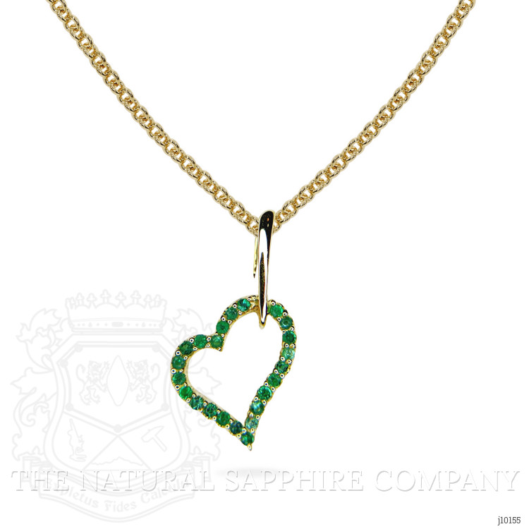 0.10 Ct. Emerald Pave Pendant, 14K Yellow Gold