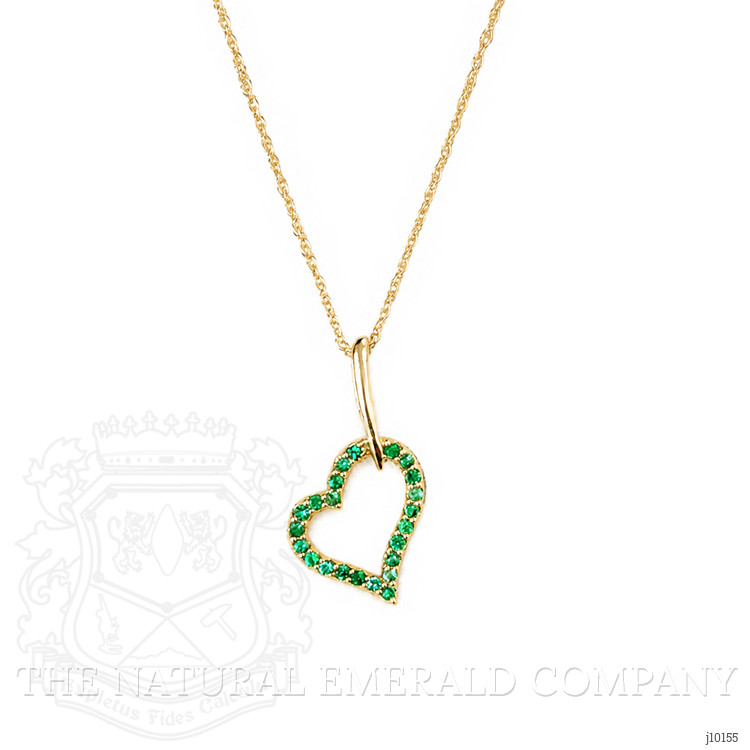 0.10 Ct. Emerald Pave Pendant, 14K Yellow Gold