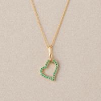 0.10 Ct. Emerald Pave Pendant, 14K Yellow Gold Image