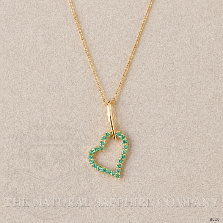 0.10 Ct. Emerald Pave Pendant, 14K Yellow Gold