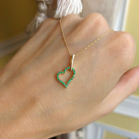 0.10 Ct. Emerald Pave Pendant, 14K Yellow Gold Life Style