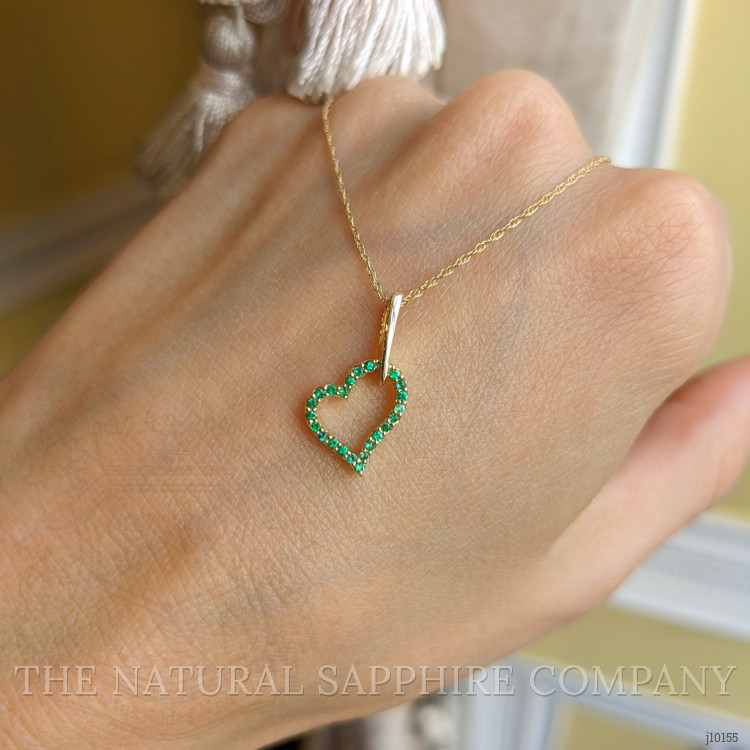 0.10 Ct. Emerald Pave Pendant, 14K Yellow Gold