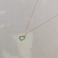0.10 Ct. Emerald Pave Pendant, 14K Yellow Gold Life Style